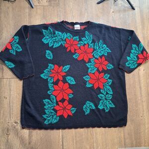 VTG 22W/24W Holiday Time Poinsettia Christmas Flower Ugly Sweater Party READ